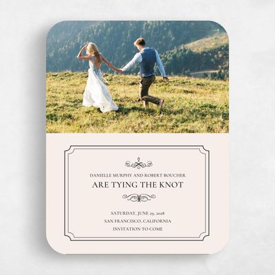Beige Rounded Wedding Save the Date - Malta Photo