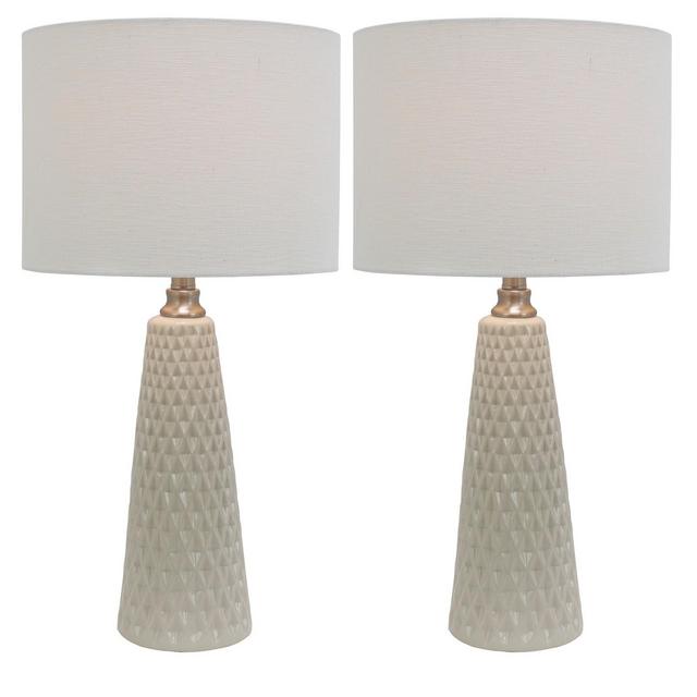Set of 2 Ceramic Table Lamps Ivory - Decor Therapy