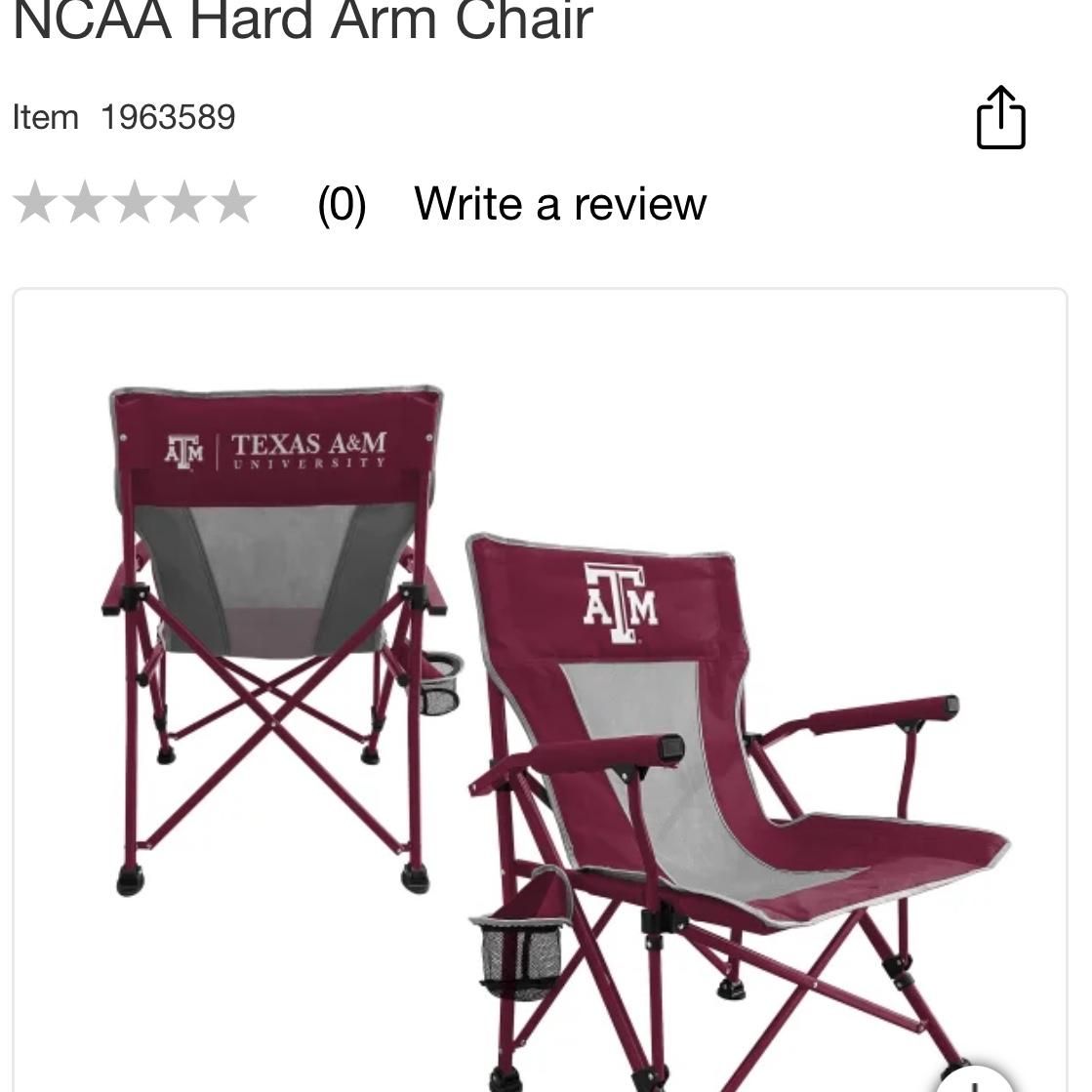 NCAA Hard Arm Chair
