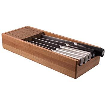 Knifedock - In-drawer Kitchen Knife Storage - The Cork Composite Material Never Dulls Your Blades. Great Gift for Any Chef! Enables you to Easily Identify Your Knives At a Glance.