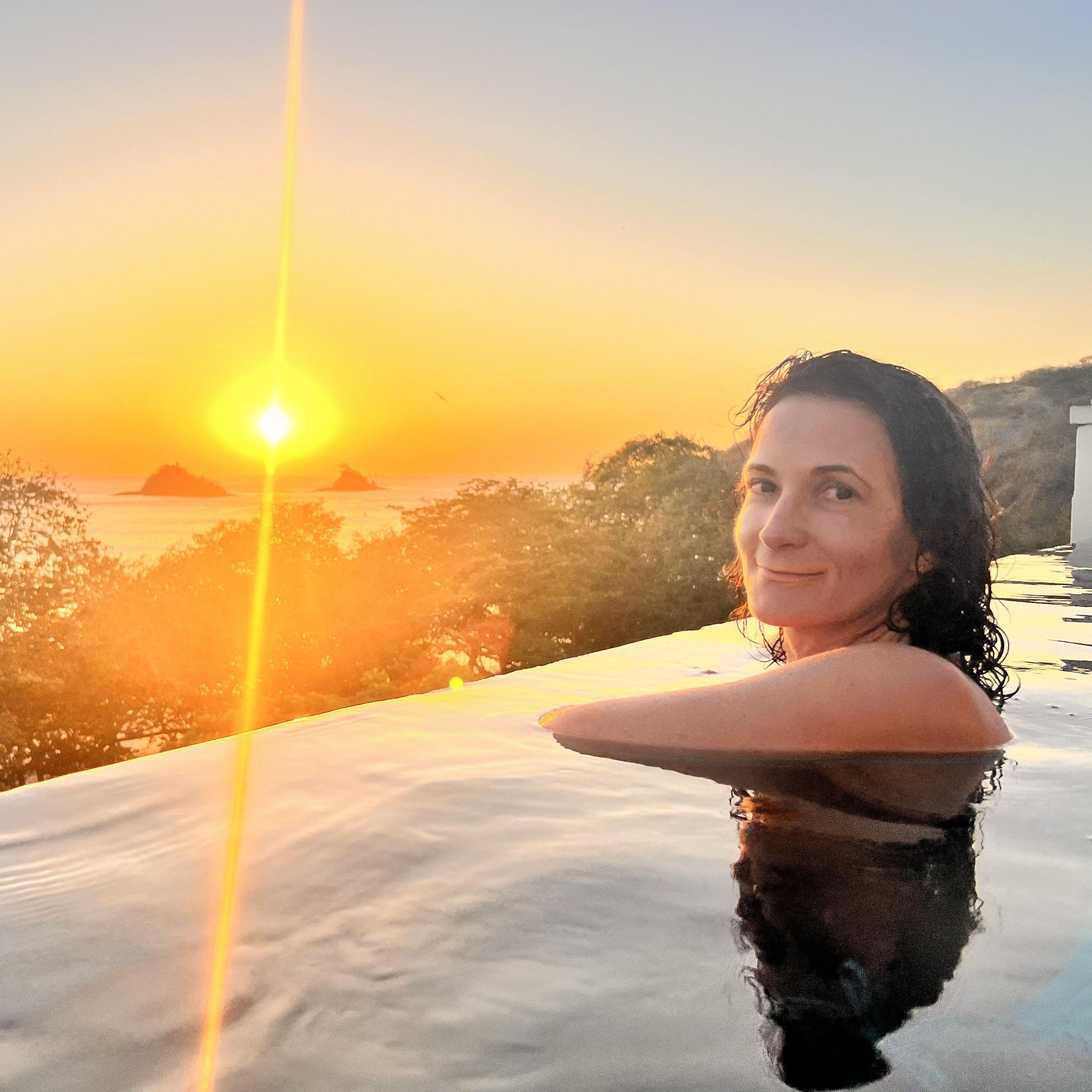 The sunset over the Pacific has nothing on her. 🌅