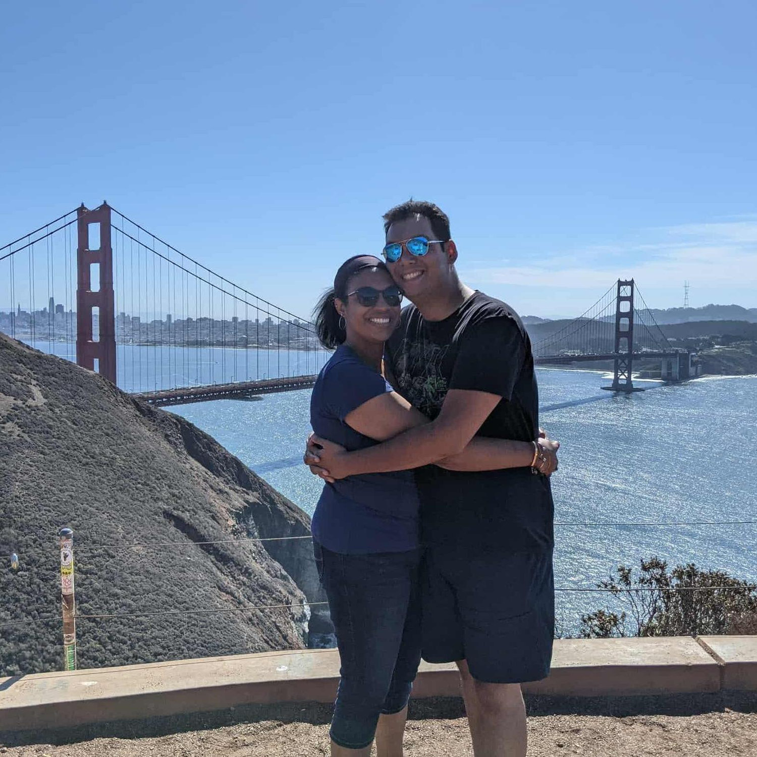 Being cute in front of the Golden Gate.