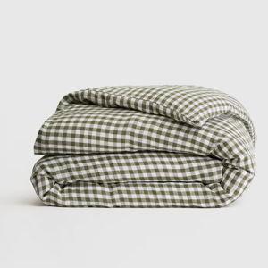 European Linen Gingham Duvet Cover in Olive