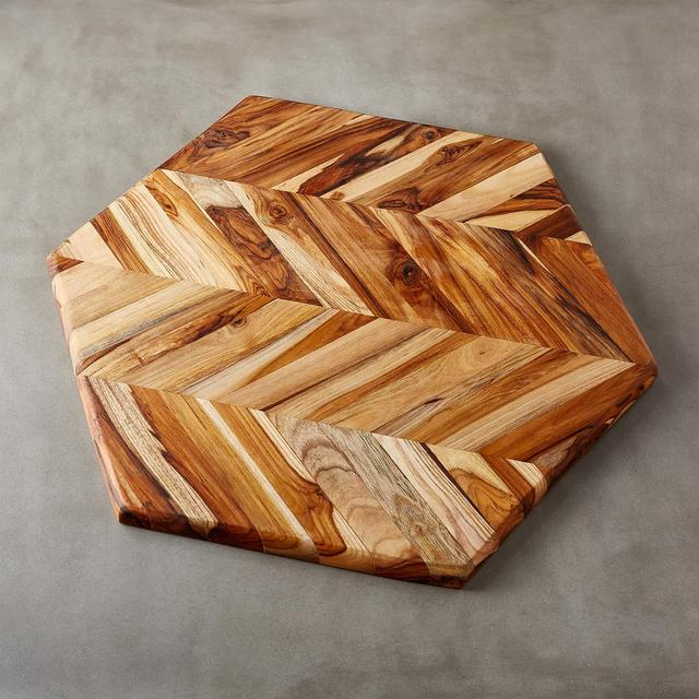 CB2 Hex Large Teak Serving Board