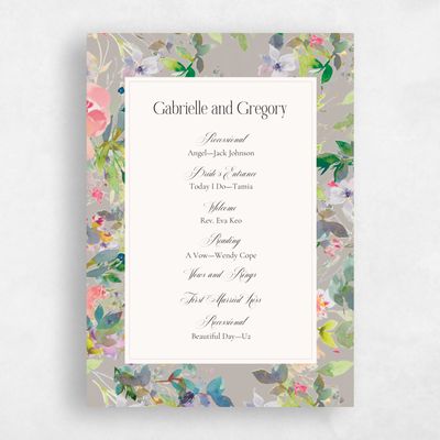 Greige, Grey Wedding Program - Addison