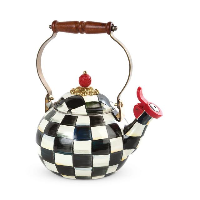 MacKenzie-Childs Courtly Check Enamel Whistling Tea Kettle