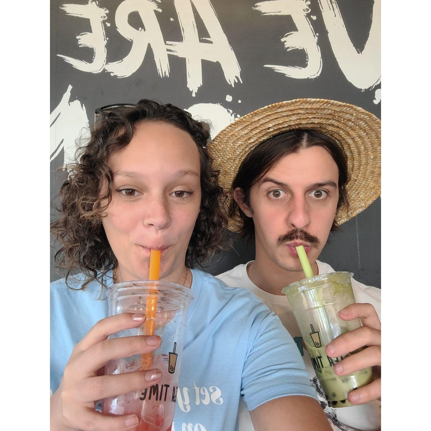 This was taken an hour before Nate proposed to me; just 2 goofballs drinking boba tea