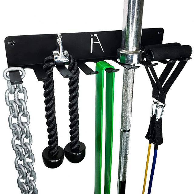 IRON AMERICAN Omega Gym Storage Rack 9 OR 11 Hook Heavy-Duty USA Steel Organizer Wall Mount Hanger, Workout Equipment Resistance Bands Jump Rope Storage