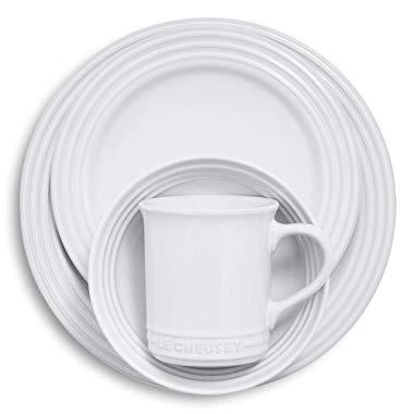 Le Creuset PGWSV16-0316 Stoneware Dinnerware Set, 16 Piece, White