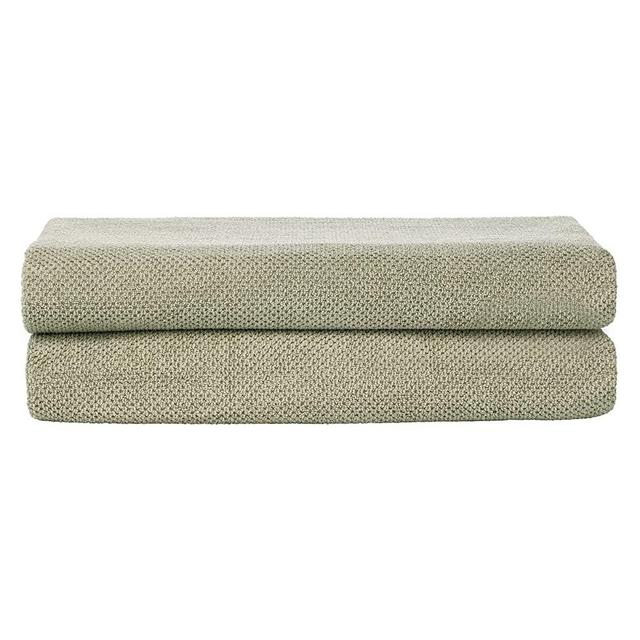 Nate Home by Nate Berkus 100% Cotton Textured Rice Weave Bath Sheet Towel Set | Soft and Absorbent Solid Bathroom Towels from mDesign - Set of 2, Lichen (Sage)