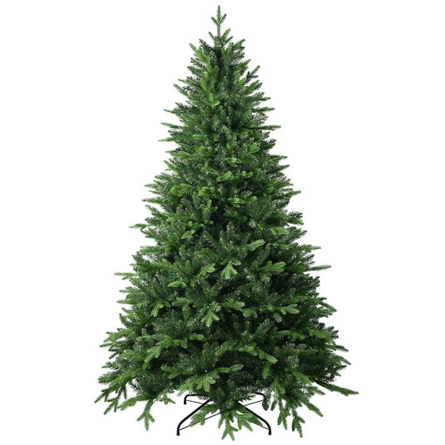 Treepool 8 FT Artificial Christmas Tree with 2639 PE&PVC Mixed Branch Tips, Unlit Hinged Premium Spruce Fake Xmas Trees, Green, Foldable Base
