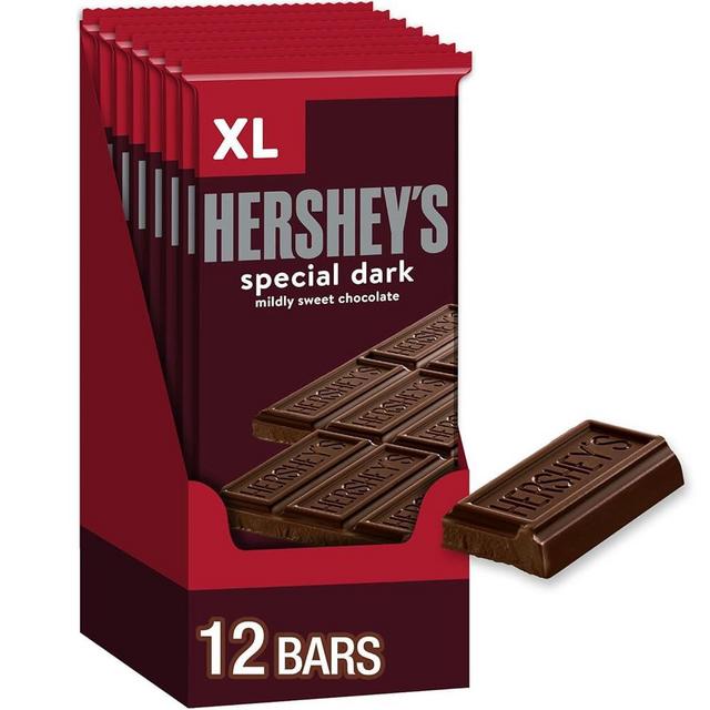 HERSHEY'S SPECIAL DARK Mildly Sweet Chocolate XL, Candy Bars, 4.25 oz (12 Count, 16 Pieces)