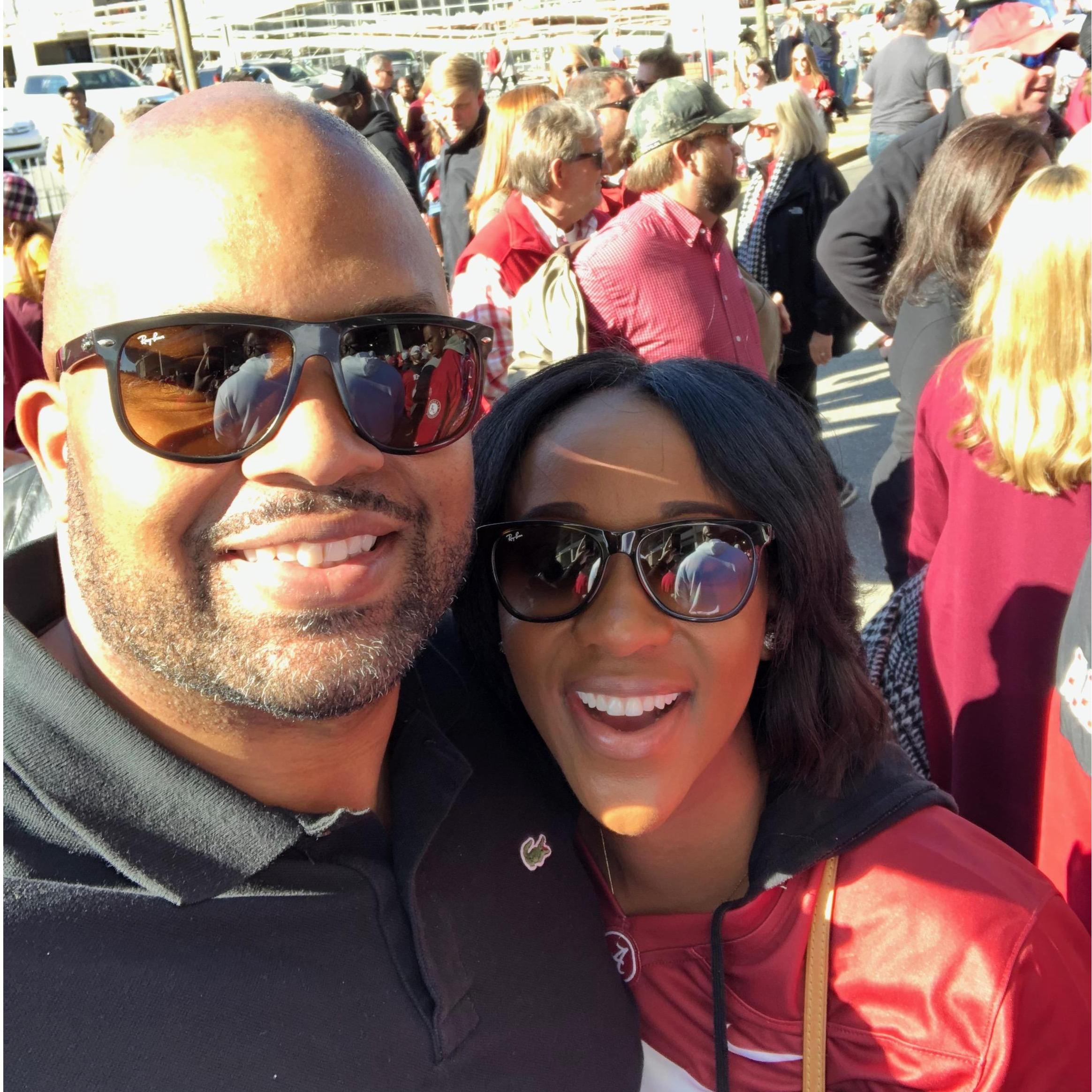 No..he is DEFINITELY NOT a Bama fan (Love & Honor) but we had a blast watching them play LSU last year!