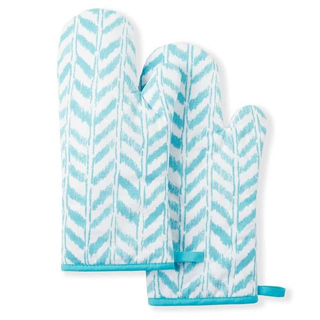 Town & Country Tommy Bahama Maui Herringbone Oven Mitt Set, Aqua