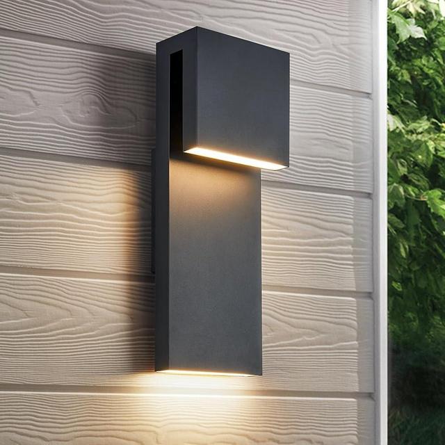 Tarentlight Modern LED Outdoor Wall Sconce 2-Light 17W Integrated LED Outdoor Wall Mount,Anti Rust Textured Black Suit for Wet Locations and Easily Installed in Any Direction.Bulb Included.