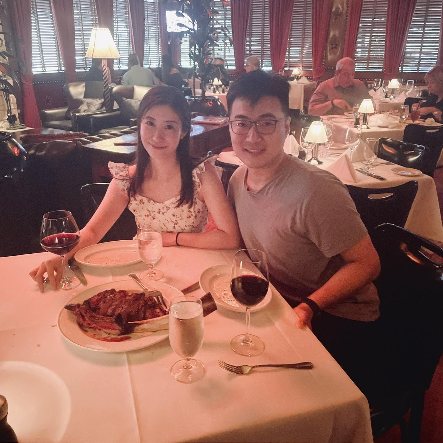 At the finest steakhouse in Dallas, we first said "I love you".