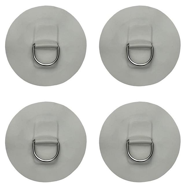 YYST 4 X Stainless Steel D-Ring Pad/Patch for PVC Inflatable Boat Raft Dinghy Kayak - No Glue Included- Instruction Included- Light Grey