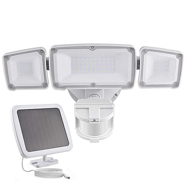 GLORIOUS-LITE Solar Security Light Outdoor, 1600LM Solar LED Motion Sensor Light with 3 Adjustable Head, 5500K, IP65 Waterproof Flood Light for Backyard, Pathway & Patio