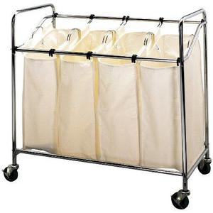 Household Essentials Four Bag Laundry Sorter, Chrome Finish