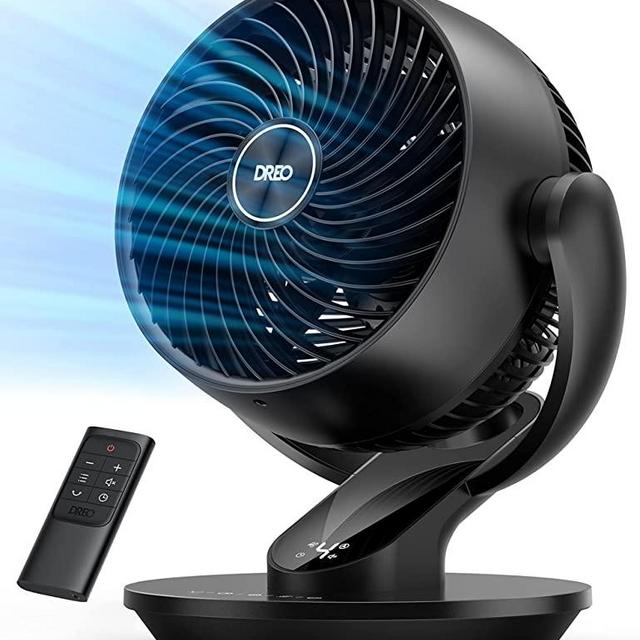 Dreo Table Fans for Home Bedroom, 9 Inch Quiet Oscillating Floor Fan with Remote, Air Circulator Fan for Whole Room, 70ft Powerful Airflow, 120° Adjustable Tilt, 4 Speeds, 8H Timer