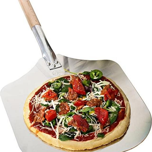 Kitchen Supply 14-Inch x 16-Inch Aluminum Pizza Peel with Wood Handle