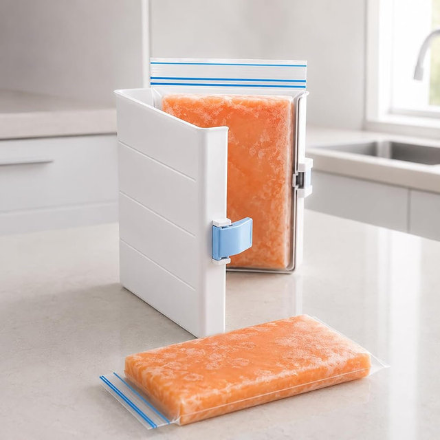 Freezer Food Block Maker, 6-Cup Freezer Bag Holder for Gallon Bags, Durable Hard Plastic, Freeze Soups, Bone Broth, Sauces, Chili & Leftovers into Flat Stackable Blocks, Meal Prep Freezer Storage