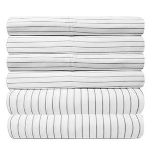 Sweet Home Collection - King Size Bed Sheets - 6 Piece 1500 Thread Count Fine Brushed Microfiber Deep Pocket King Sheet Set Bedding - 2 Extra Pillow Cases, Great Value, King, Pinstripe White