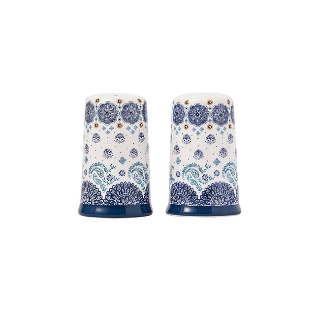 Bico Blue Talavera Ceramic Salt & Pepper Shaker Set, for Kitchen or Decor, Dishwasher Safe