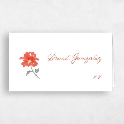 Orange Typography Wedding Place Card - Flor