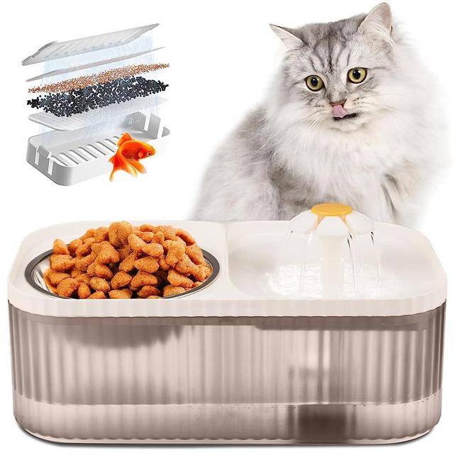 TODDLT Cat Water Fountain, Cat Feeding & Watering Supplies, Super Quiet Automatic Water Fountain for Cats Inside, Pet Water Dispenser 100oz/3L with Stainless Steel Cat Bowls and Long Life Span Pump
