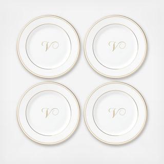 Federal Gold Script Tidbit Plate, Set of 4