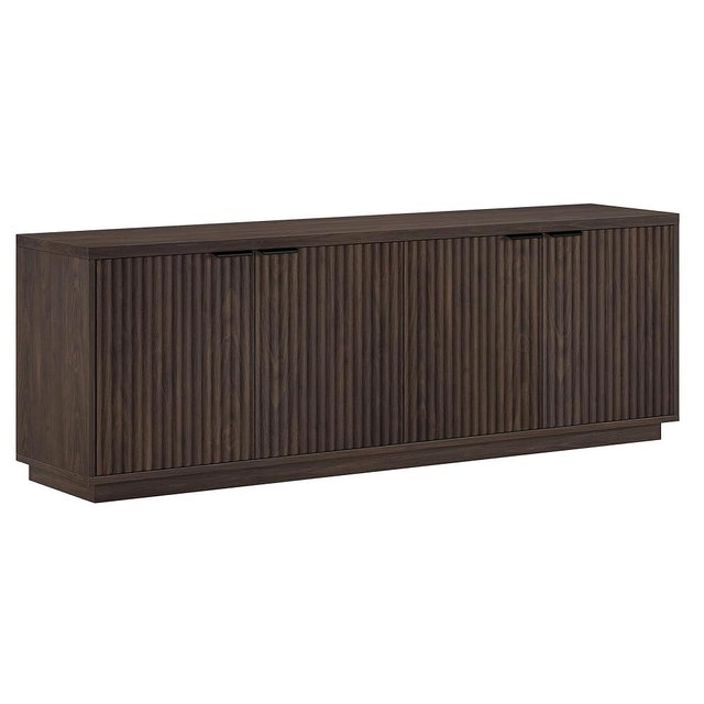 Henn&Hart Fluted TV Stand for TVs up to 78" with 2 Ribbed Storage Cabinets and Adjustable Shelves for Living Room, Family Room, or Office, Warm Brown