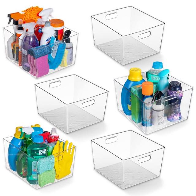 ClearSpace Plastic Storage Bins – XL 6 Pack Perfect Kitchen Organization or Pantry Storage – Fridge Organizer, Pantry Organization and Storage Bins, Cabinet Organizers