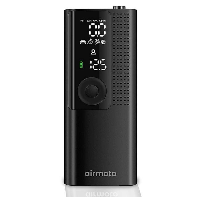 Airmoto The Original Portable Air Pump, 120 PSI Air Compressor Tire Inflator - Fits Car, Truck & Motorcycle Tires - Digital Pressure Gauge, Cordless Compact Bike Pump