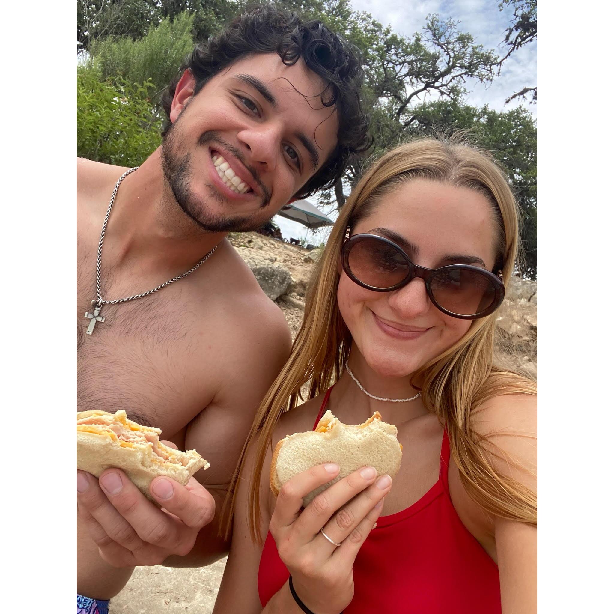 Boerne Lake day with heart sandwiches (: