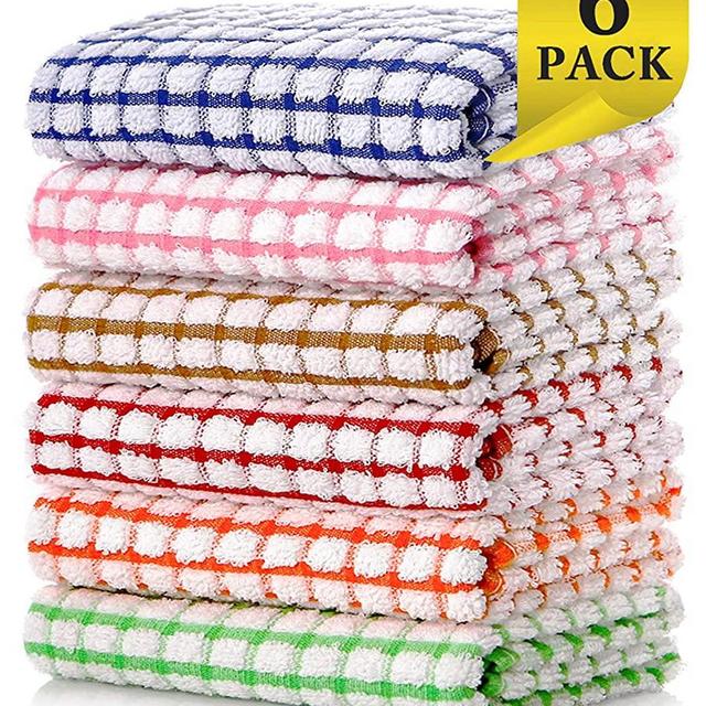 Decorrack 10 Pack 100% Cotton Bar Mop 16 x 19 inch Ultra Absorbent Heavy Duty Kitchen Cleaning Towels Assorted Colors (10 Pack)