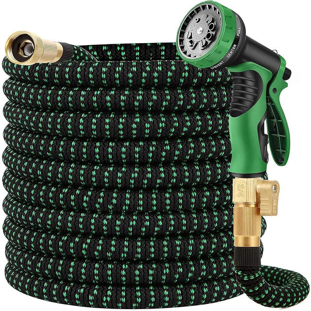 100 ft Garden Hose - 2025 Upgraded Flexible Water Hose - Ultra Lightweight Kink-free Car Washing Pipe with 10 Function Sprayer and 3/4" Solid Brass Fittings - Durable,Leak proof Garden Hoses