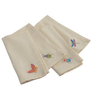 White Cotton Embroidered Bug Napkins Set Of 4 - World Market