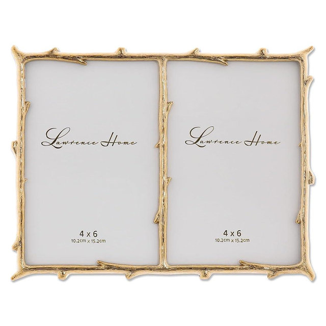 Lawrence Frames Metal Frame, Branch Design, Gold, 4x6 Double