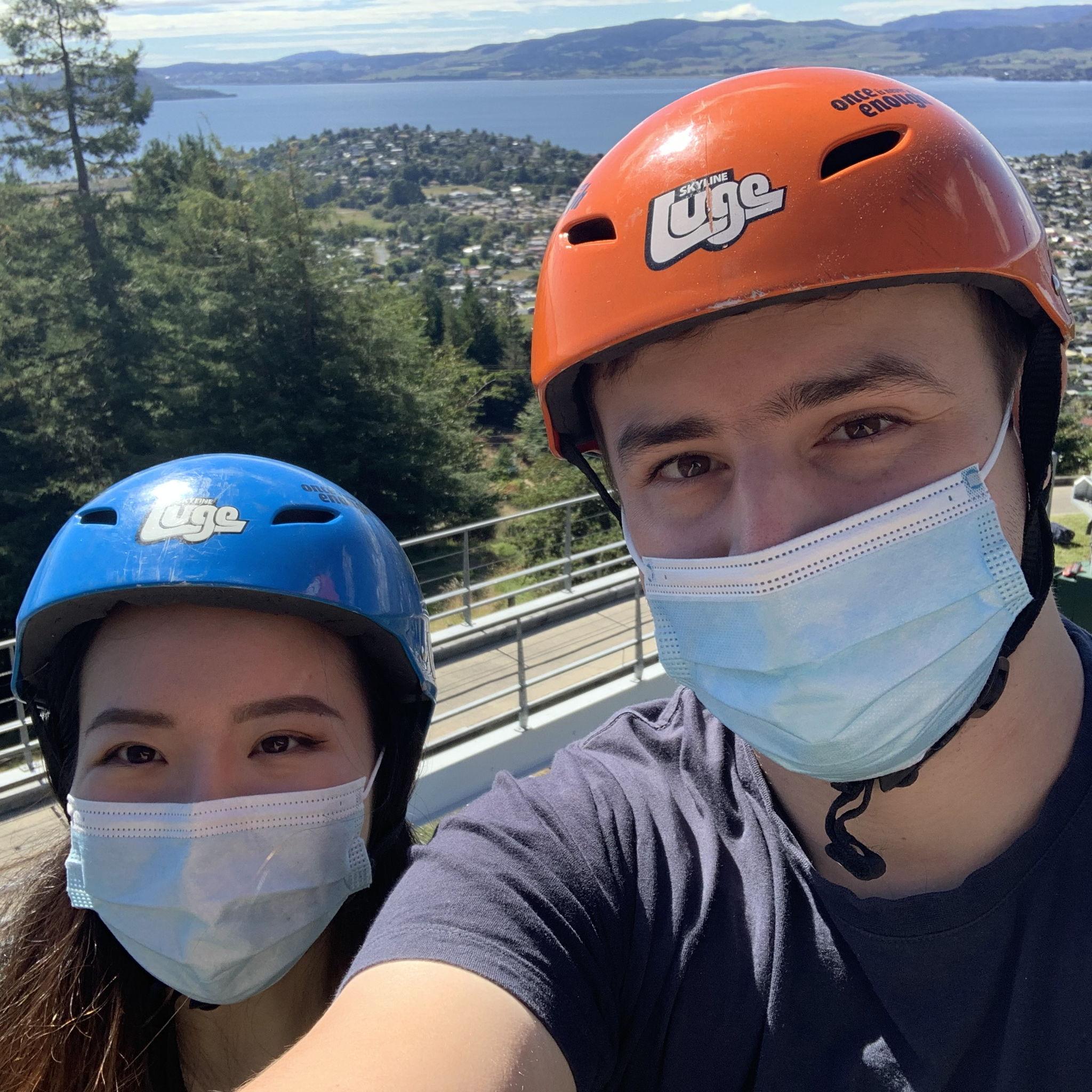 March 2022, Rotorua - Going up the gondola could be for one good reason only... taking the luge down! Surely Andrew would always win...