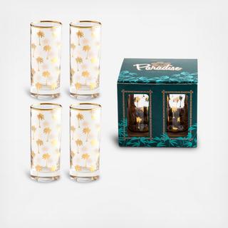 Palm Trees Highball Glass, Set of 4
