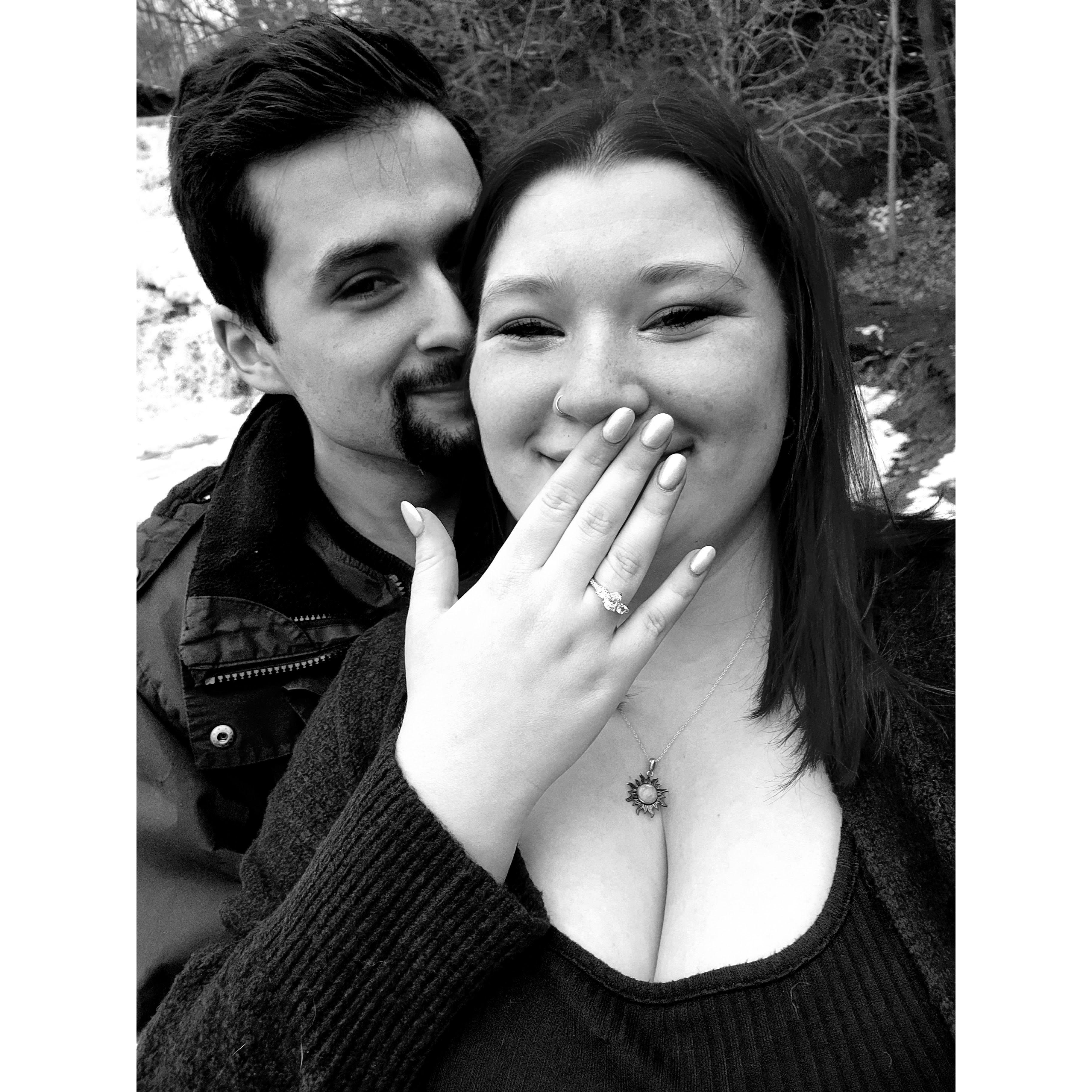 Proposal in front of a waterfall?! Romantic!