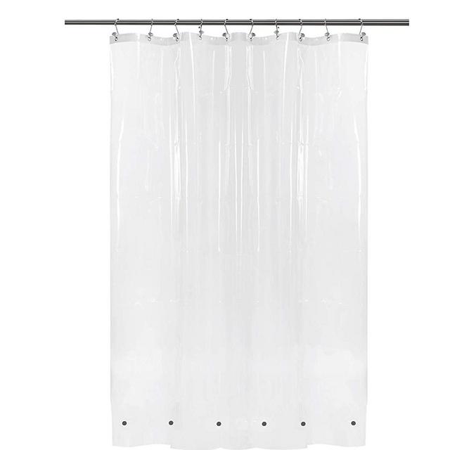 60 inch Wide Shower Curtain with 6 Magnets for Shower Stall Size, PEVA, Waterproof, PVC Free, Metal Grommets, Clear, 60x72