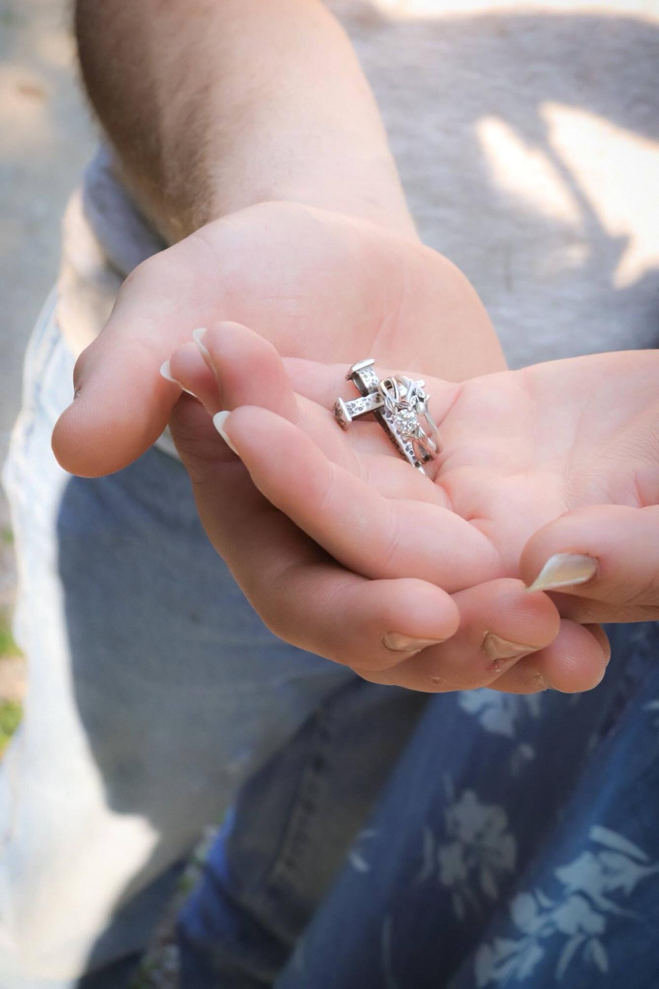 Our relationship is centered around Christ and bringing glory to Him through our relationship and marriage. 

We use these three pieces of jewelry to symbolize our commitment to God and each other.