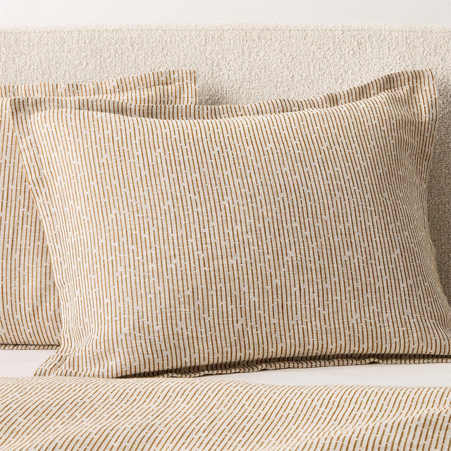Sonnet Warm White and Smoked Amber EUROPEAN FLAX-Certified Linen and Cotton Standard Pillow Shams Set of 2