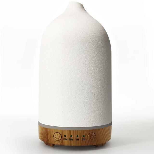 Essential Oil Diffuser Humidifiers ,Aromatherapy Diffuser, Ceramic Diffuser Wood Grain Diffusers for Essential Oils,7-Color Night Light Aroma Diffuser for Home,Office and Trip(100ML)-White Wood Grain