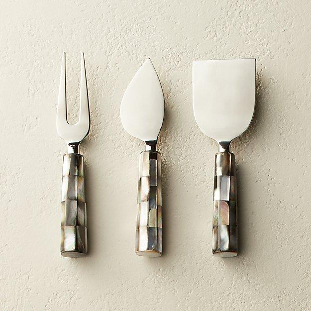 Viola Mother of Pearl Cheese Knives Set of 3