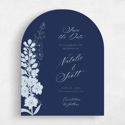 Blue Arch Wedding Save the Date - Felce Portrait
