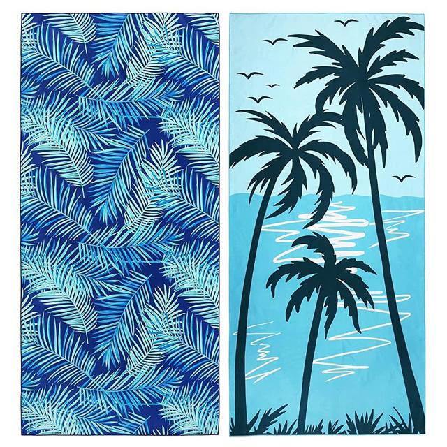 2 Pack Microfiber Beach Towel, Oversized Microfiber Pool Towel 75”x 35”, Sand-Free Beach Towel, Quick Drying Camping Towel, Super Absorbent Bath Towel Blanket, Soft Breathable and Lightweight