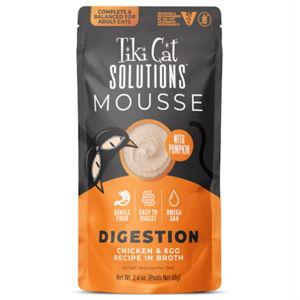 Tiki Cat Solutions Mousse, Digestion, Chicken & Egg Recipe in Broth Cat Food, 2.4 oz. | Petco